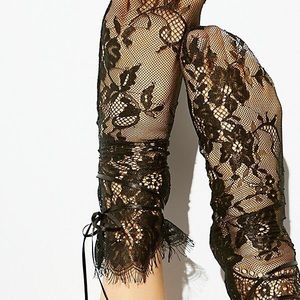 Free People Black Lace Ankle Stockings Socks